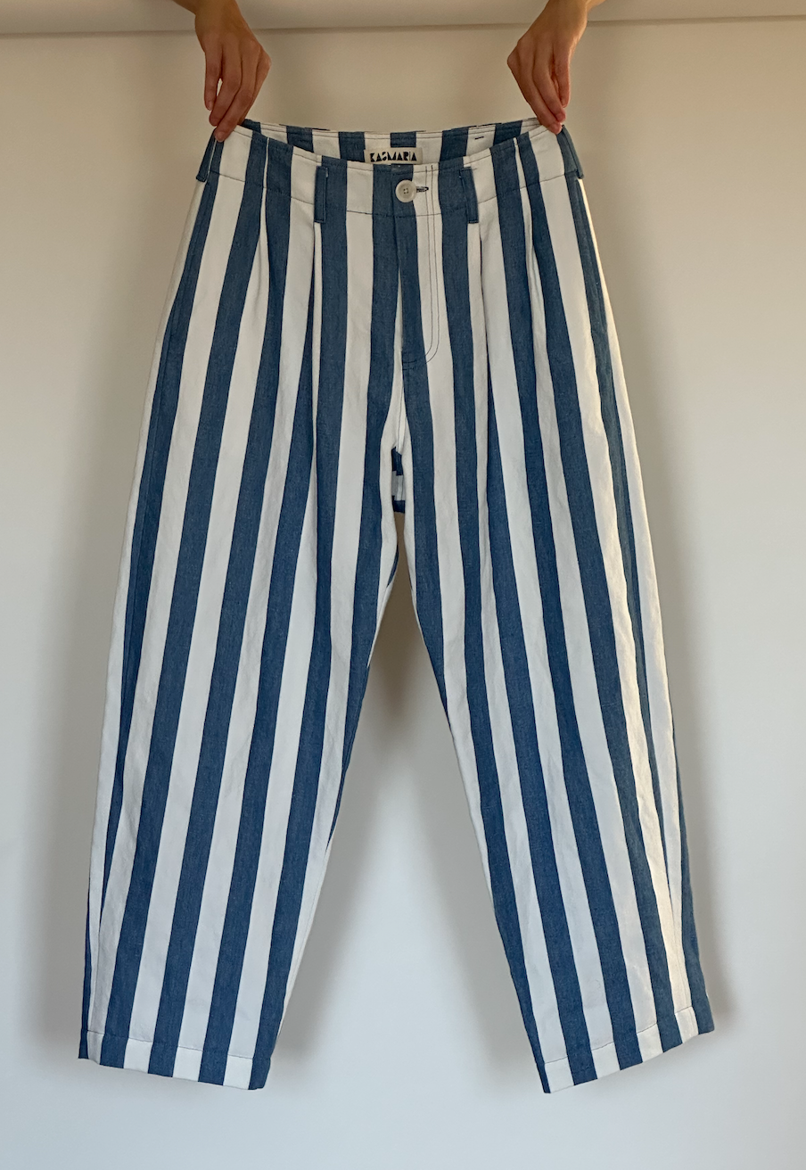 Stripe cotton linen pleated trousers – KasMaria